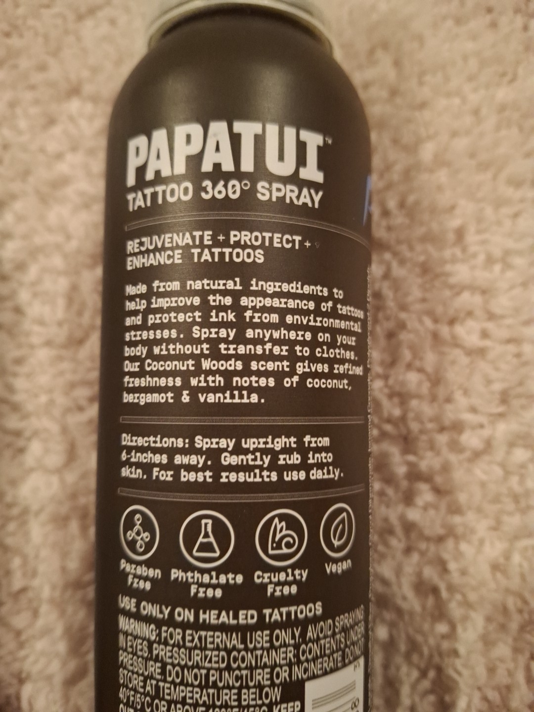 Papatui Men's Enhancing Tattoo 360 Degree Spray, Coconut Woods, 4 oz X2