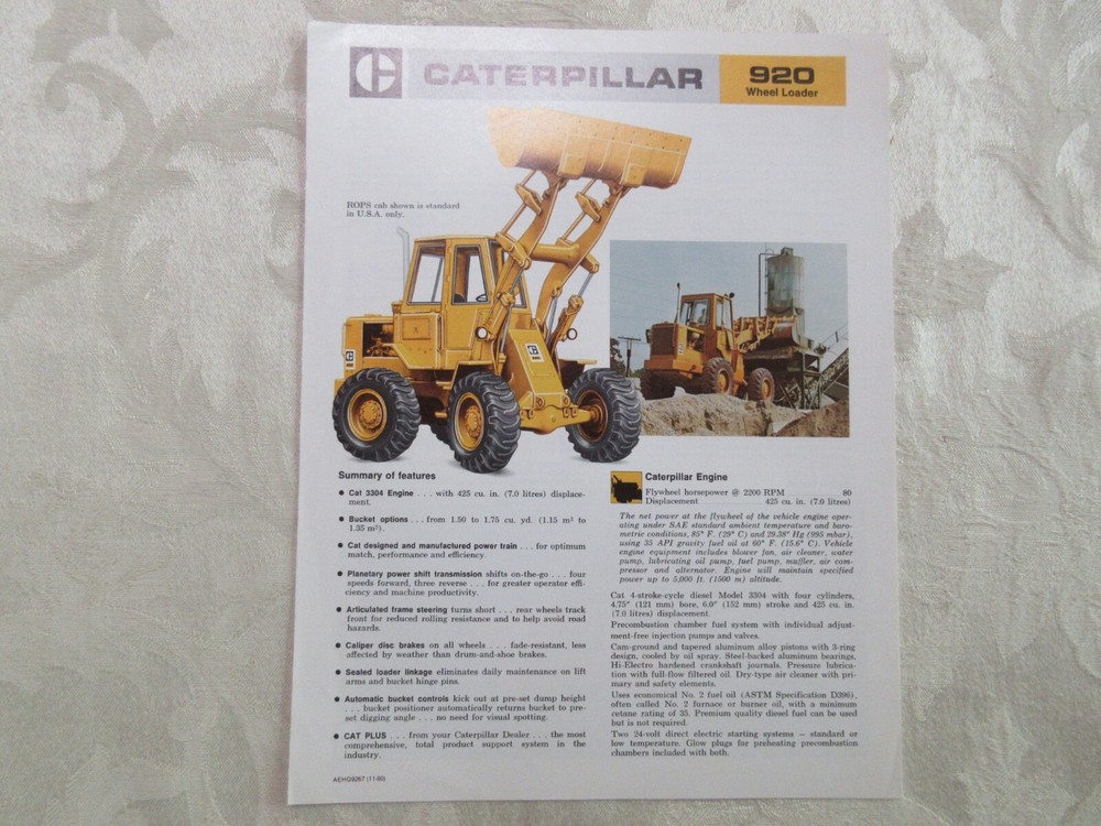 Caterpillar 920 Wheel Loader Brochure 1980