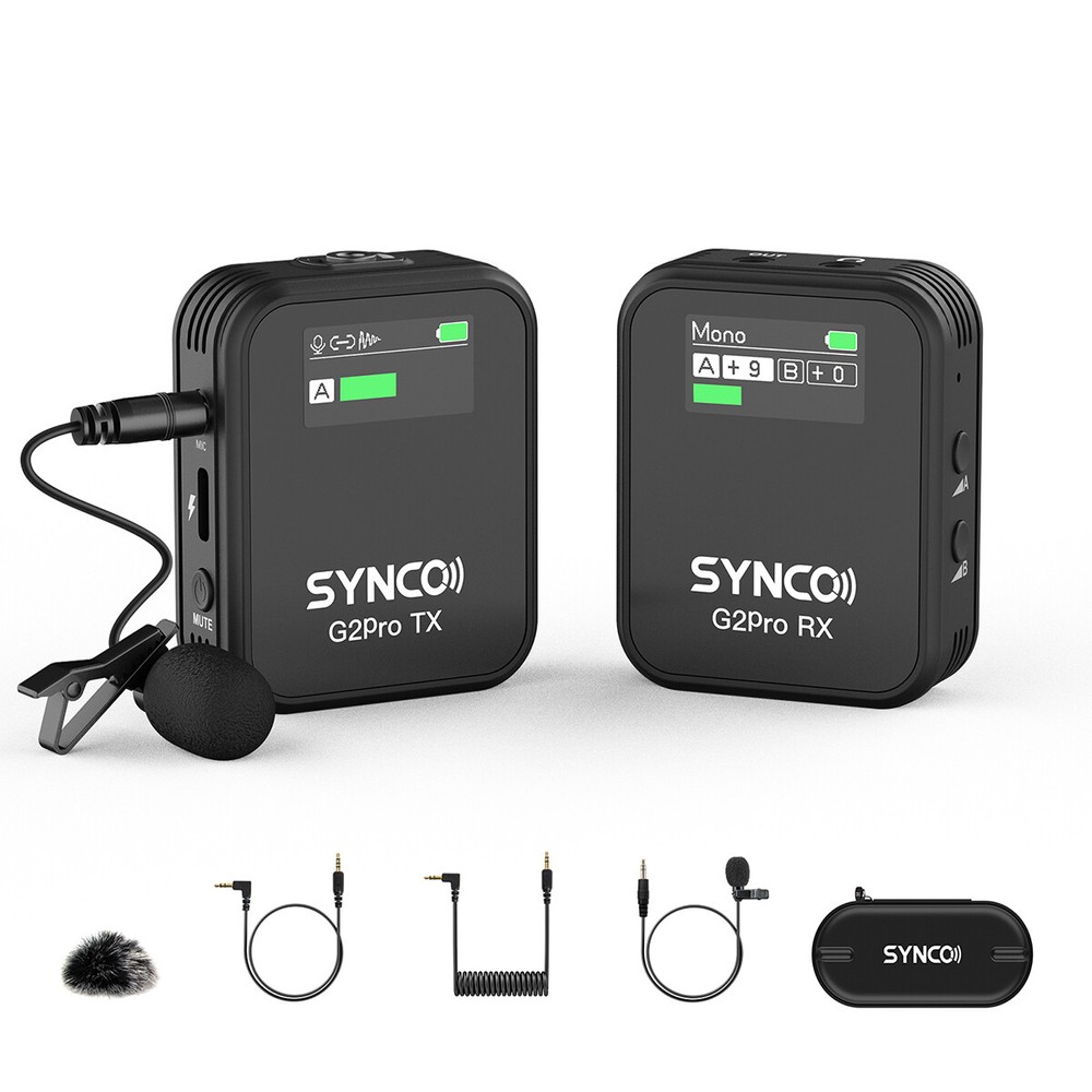SYNCO G2(A2) Pro 2.4G Wireless Lavalier Microphone With Charging Case for Camera