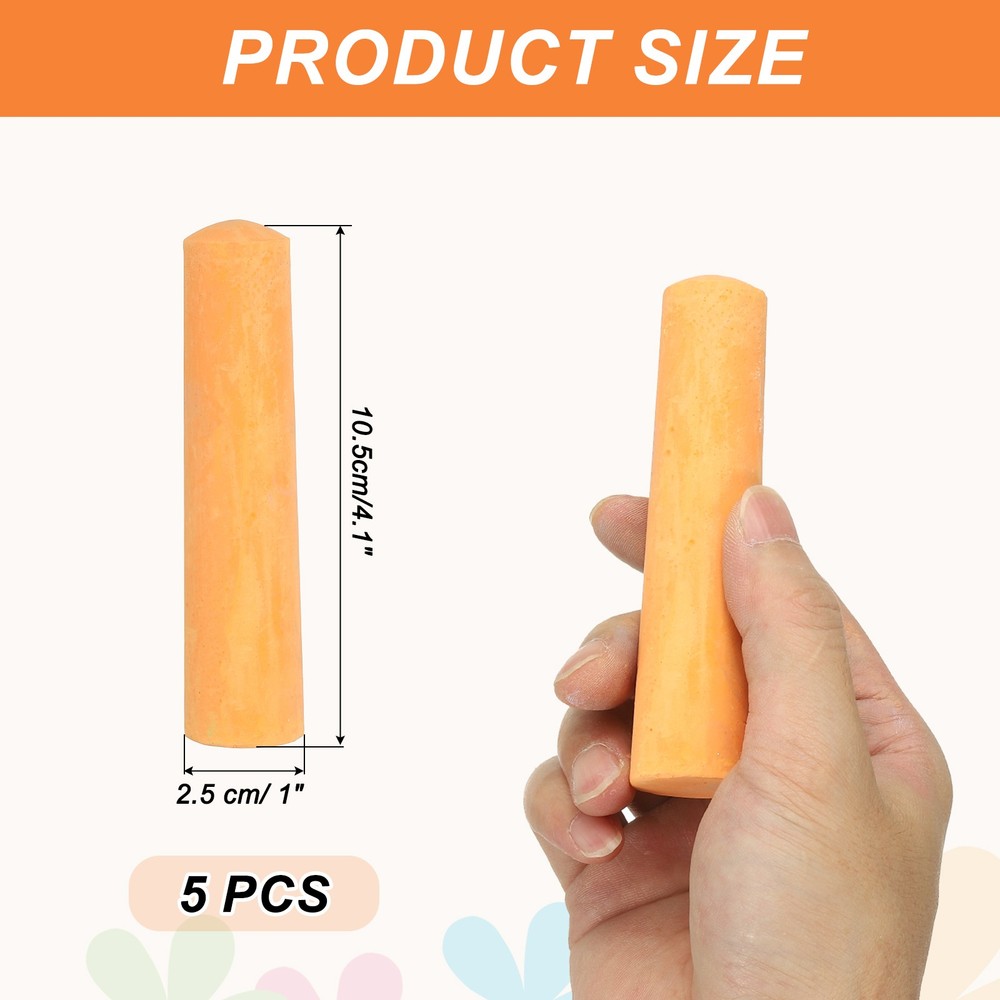 5 PCS Dustless Chalk, Orange Sidewalk Chalk Large Solid Huge for Outdoor