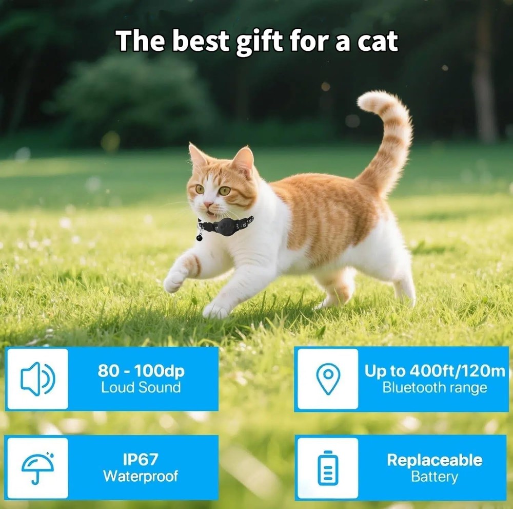 Pet Tracker,Gps Collar for Cats (Android Only) Smart Tag,Waterproof Compatible w