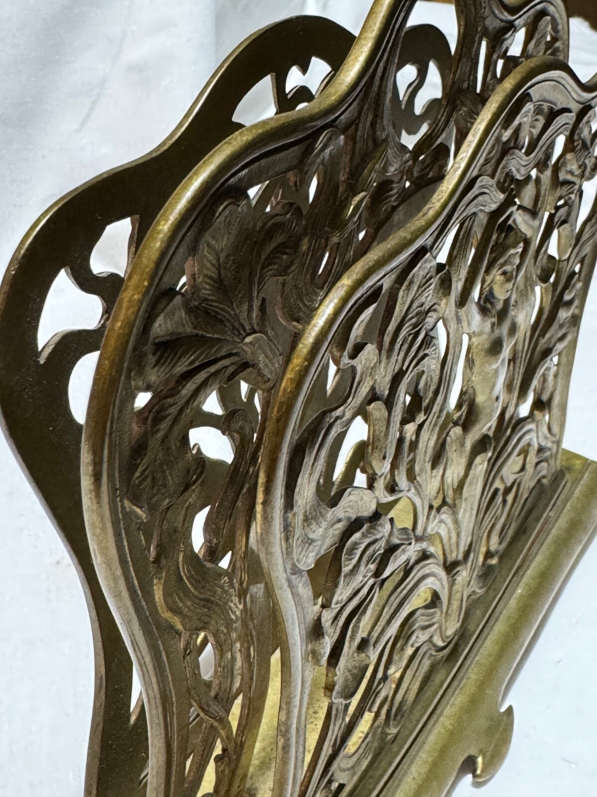 Antique Ornate Hollywood Regency/Nude Lady/French Bronze/2 Slots Letter Holder