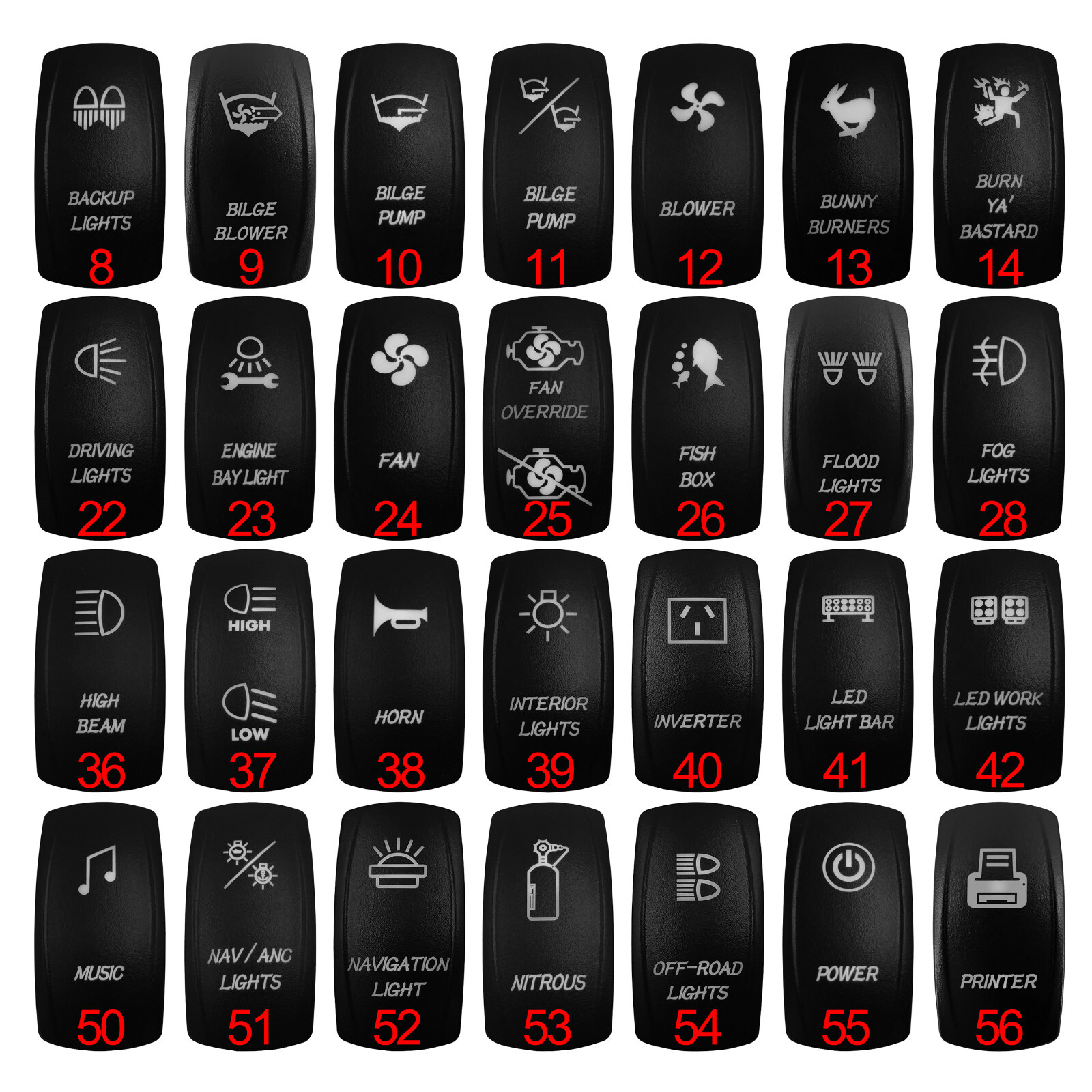 Rocker Cap for 12V 20A Car Boat  Switch COVER Replacing Contura Carling Type