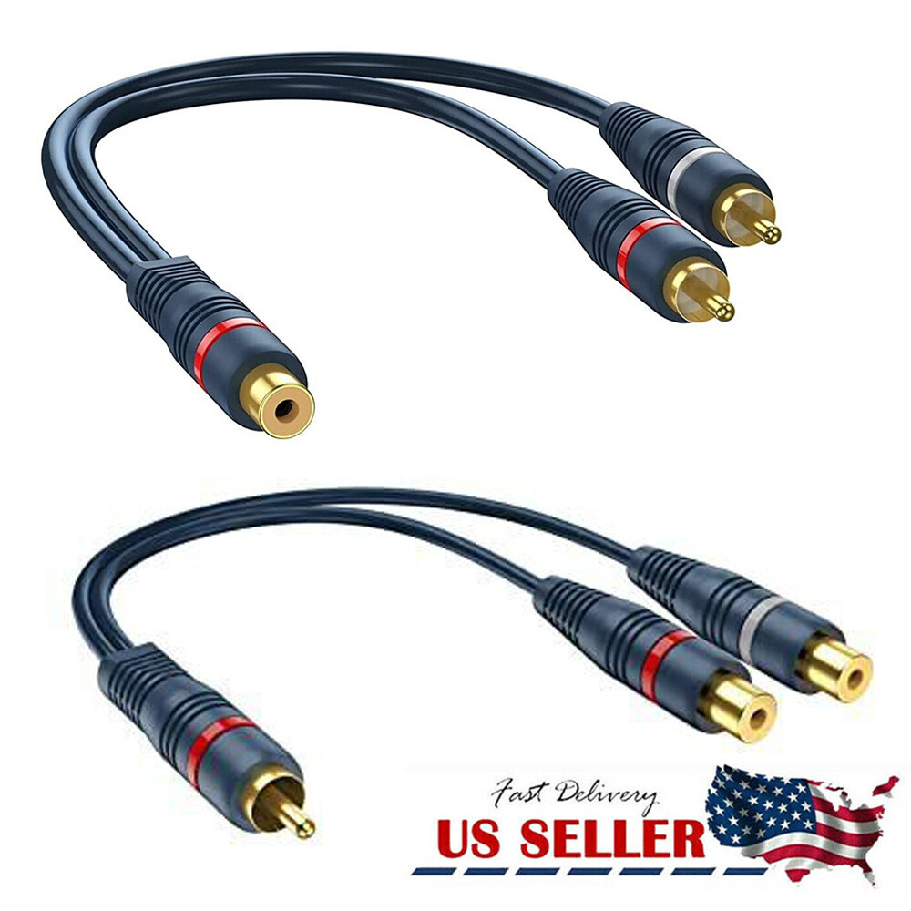 RCA 1 Female to 2 Male RCA 1 Male to 2 Female Audio Y-Converter Splitter Adapter