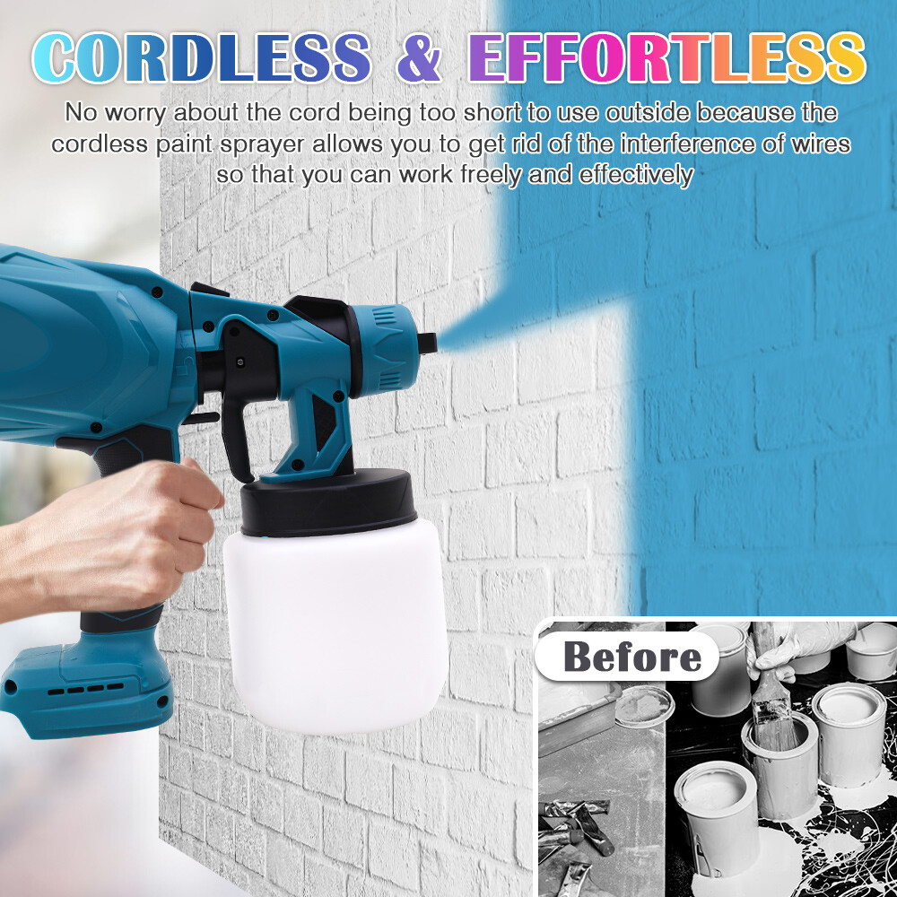 With 2 Batteries High Pressure Cordless Paint Sprayer Electric HVLP Spray Gun US