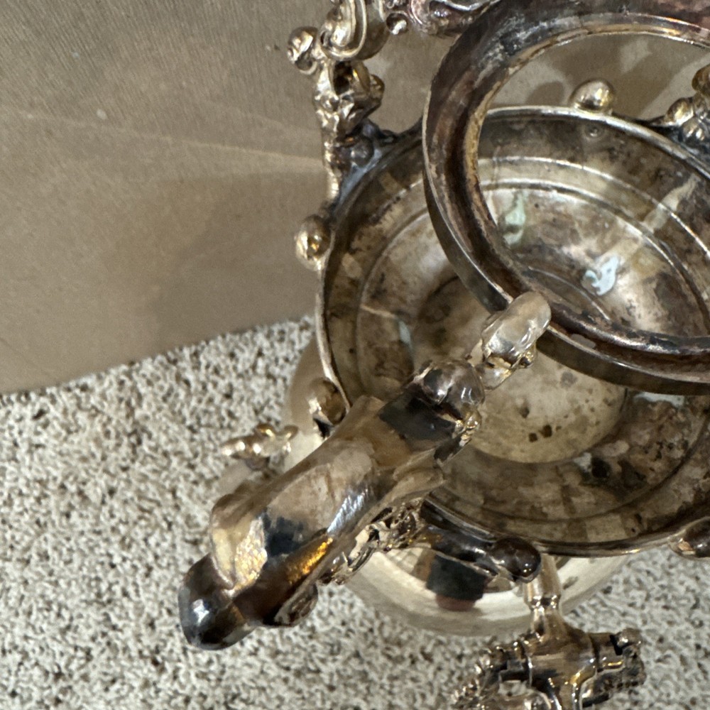 Silverplated (Silver On Copper) Teapot / Coffee Urn w/ Burner