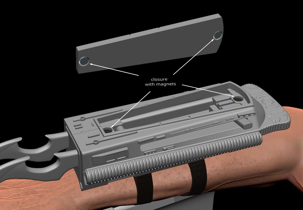 Predator Gauntlet Forearm Right removable blades scale 1;1 File for 3D Printer