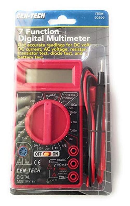 Cen-Tech Digital Amp Ohm Volt Meter Ac Dc Voltmeter Multimeter,Red