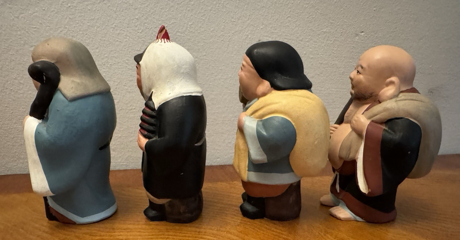 Vintage ~ Hakata Mimasu Dolls ~ Japanese 7 Lucky Gods ~ Porcelain 4 1/2" Figures