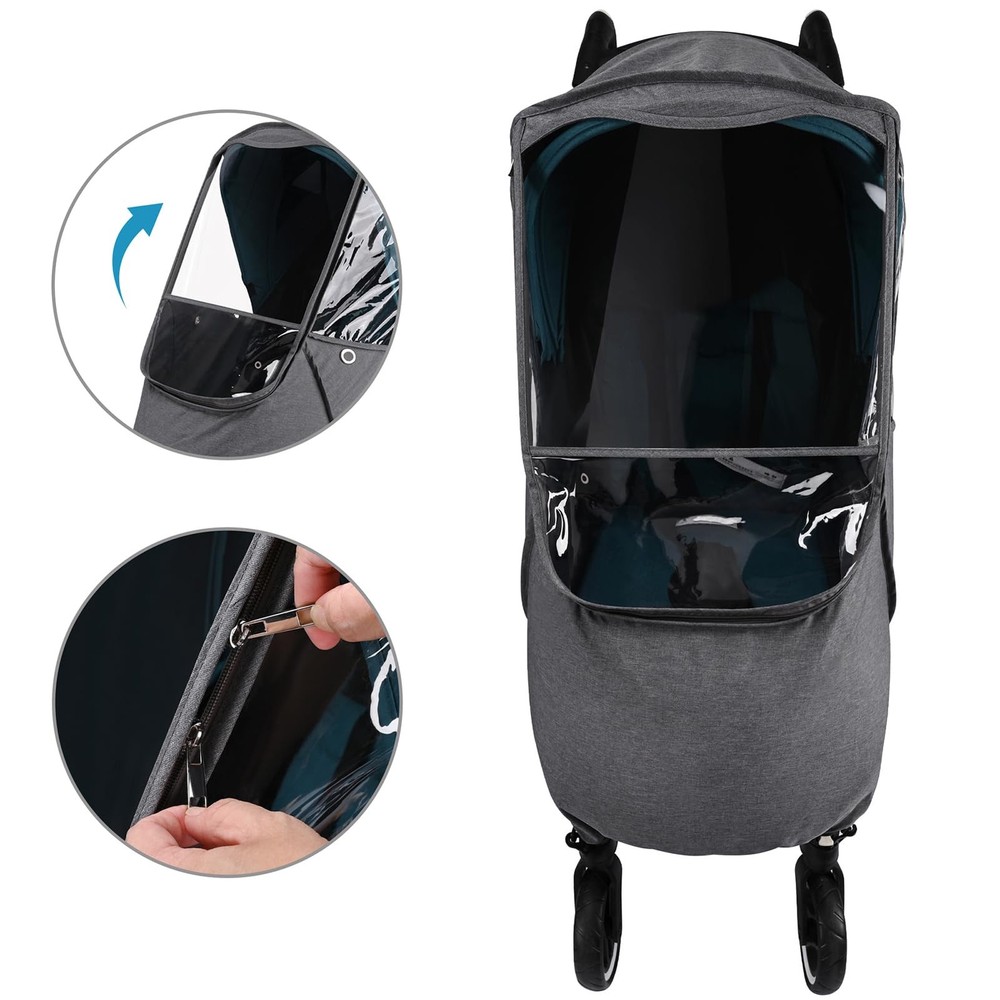 Bebamour Universal Stroller Rain Cover, Waterproof Windproof Weather Shield