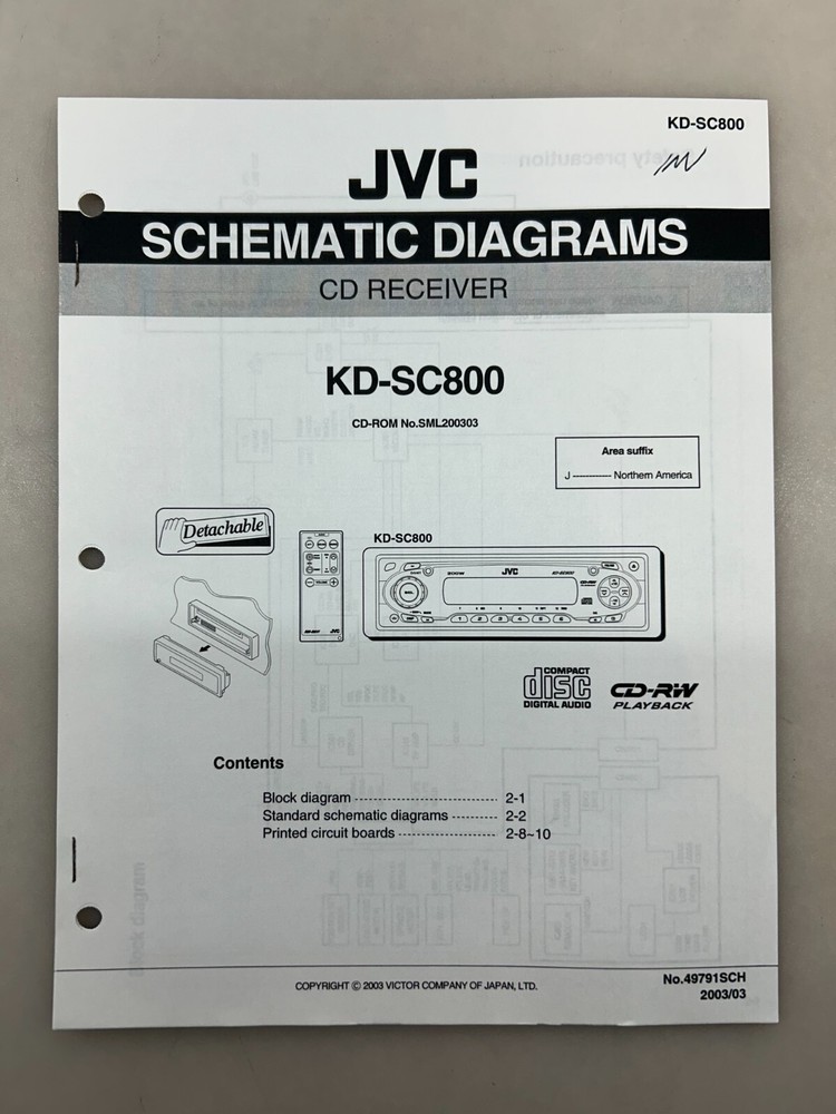 JVC KD-SC800 Original Schematics Free Shipping