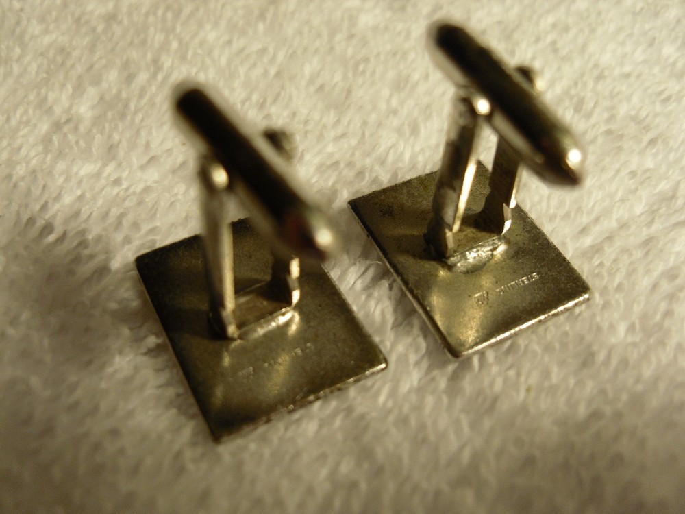 Vintage solid sterling silver cuff links set - USA