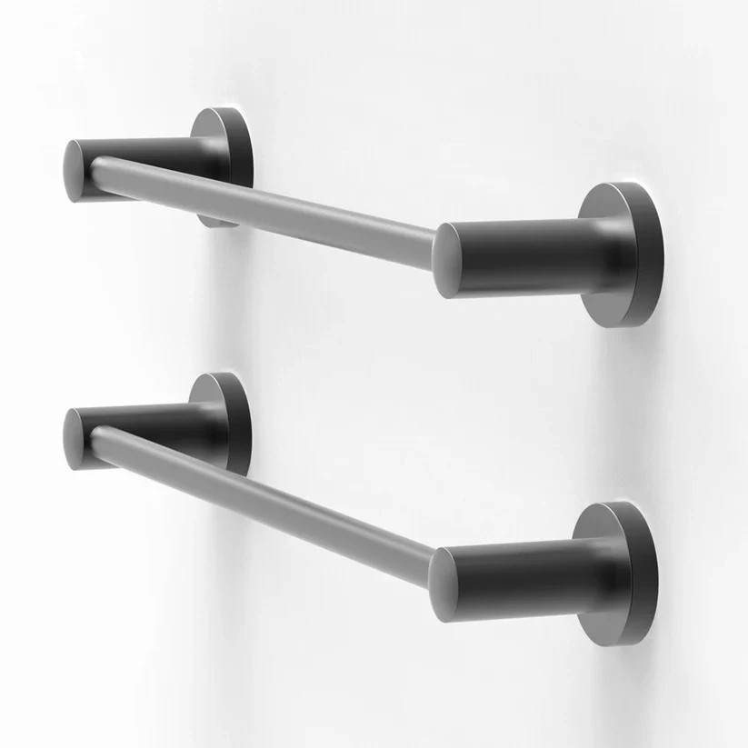 Bathroom Towel Bar 24inch, Stainless Steel Rust Proof, 2 Pack, Matt Black