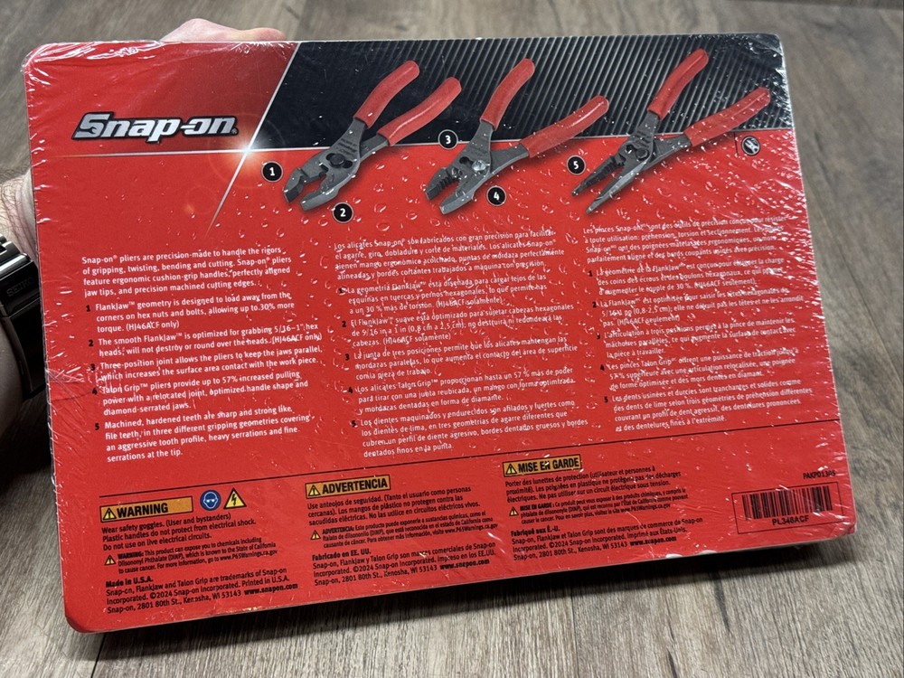 Snap On 3 Pc Plier Set - PL346ACF