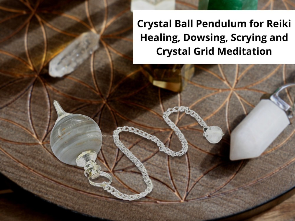 Lace Agate Dowsing Crystal Ball Pendulum