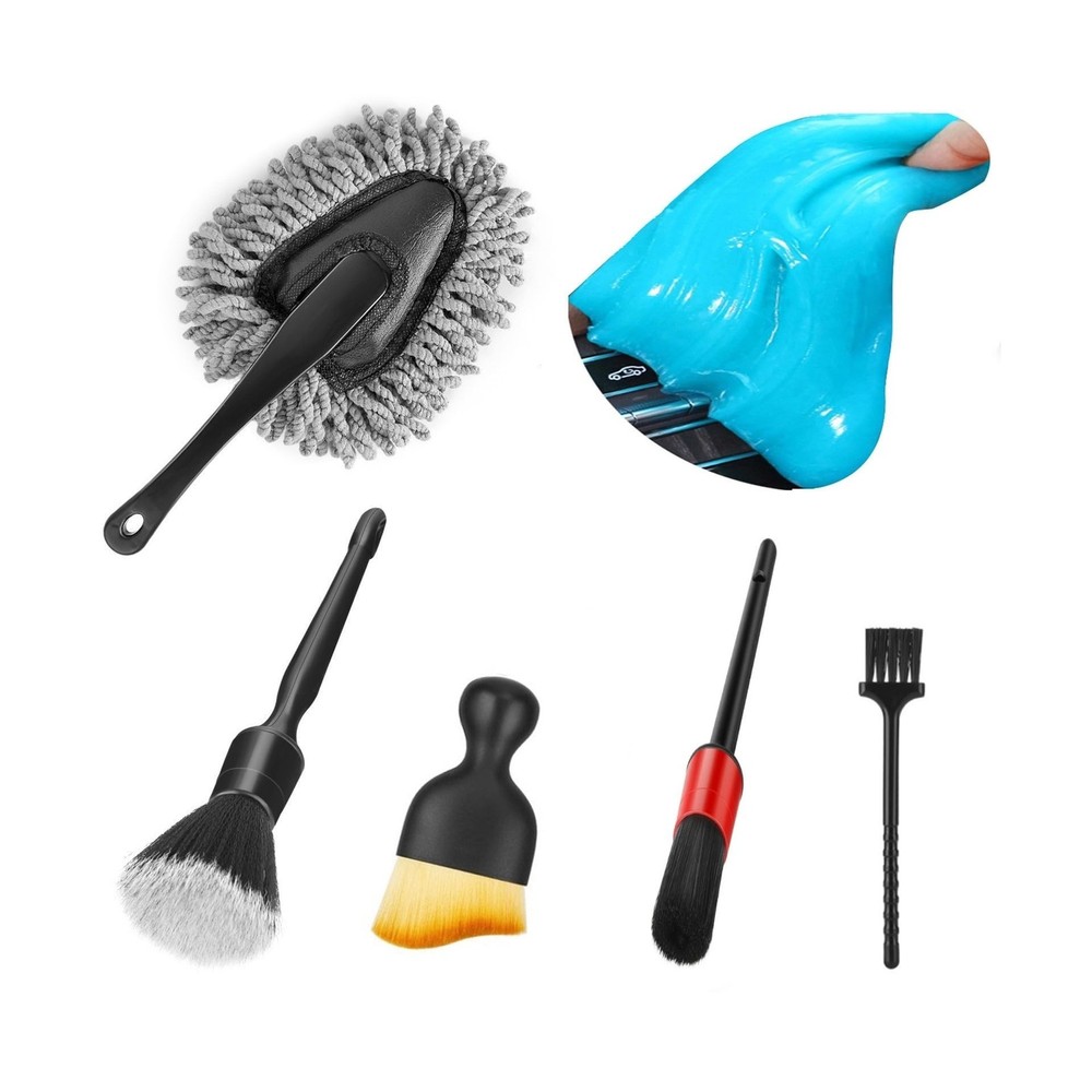 Car Interior Duster Detail Brush Cleaning Gel Kit, Soft Dash Vent Dusting Sli...