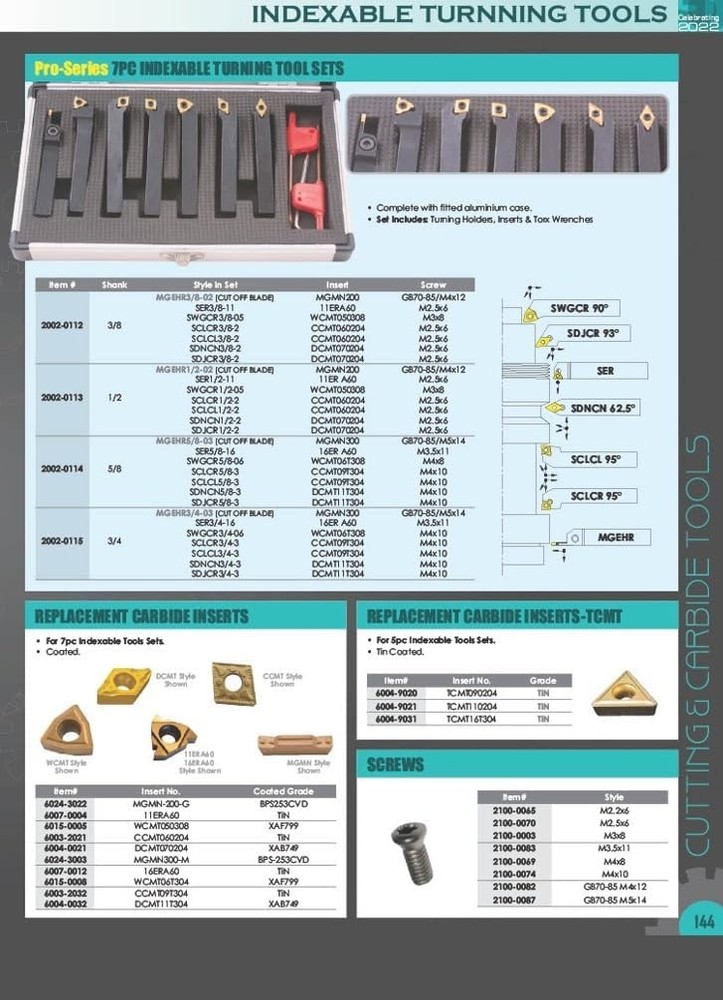 HHIP 2003-0135 Indexable Carbide Turning Tool, 5/8" Shank Type E,