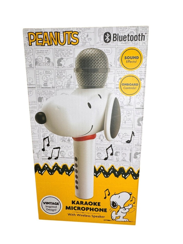 Peanuts Snoopy Karaoke Microphone With Wireless Speaker Bluetooth Rechargeable B