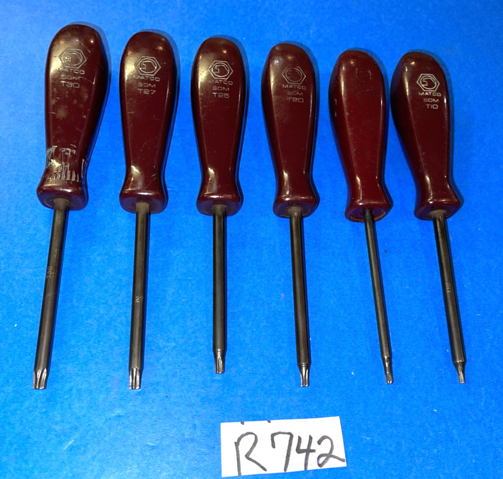 MATCO TOOLS 6 PIECE TORX SCREWDRIVER SET MAROON HANDLES