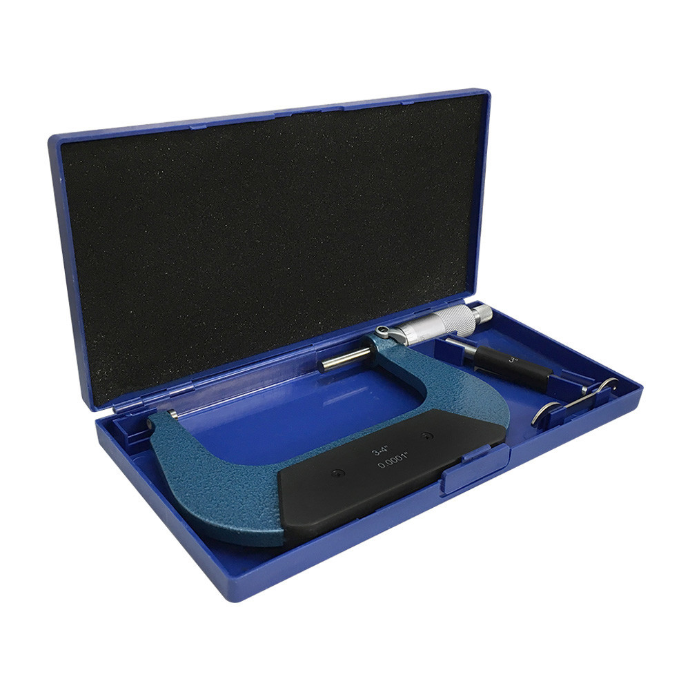 0.0001 Inch Grad. 3-4 Inch OUTSIDE MICROMETER Plastic Case Solid Metal Frame