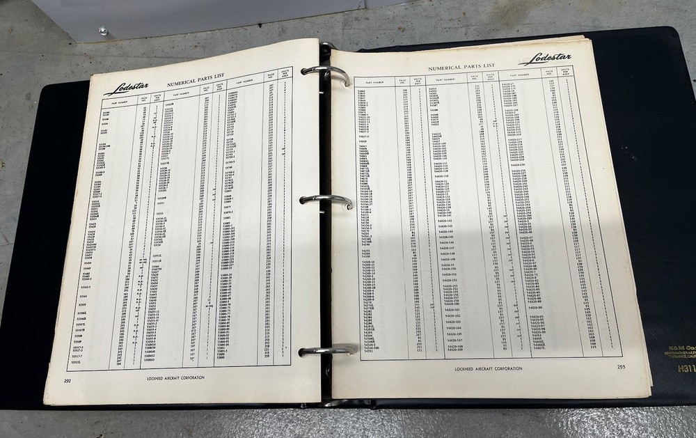 Lockheed Lodestar Model 18 Maintenance Parts Catalog-Original