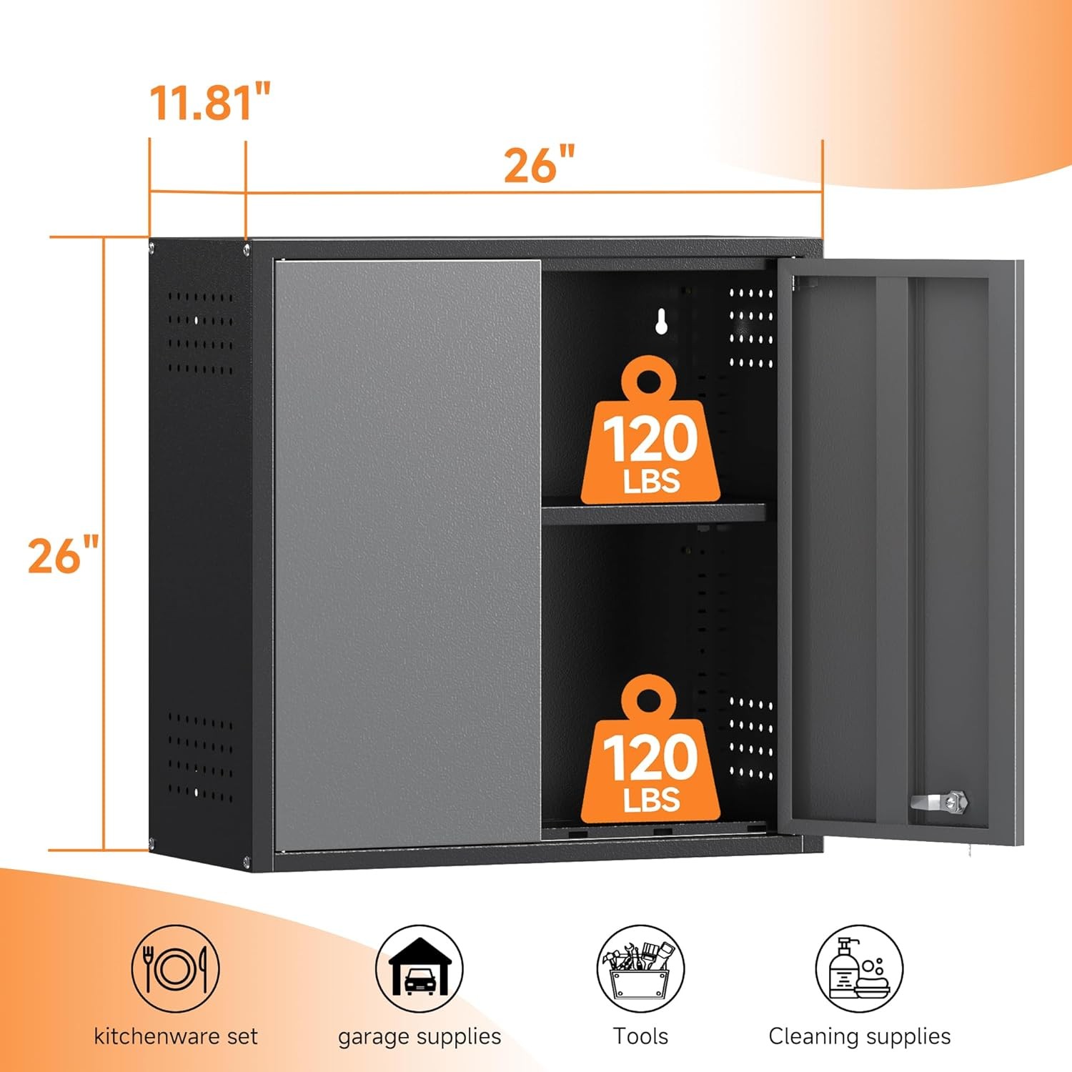 Wall Tool Chest Wall Mounted Tool Box Lockable Tool Storage Cabinet For Garage