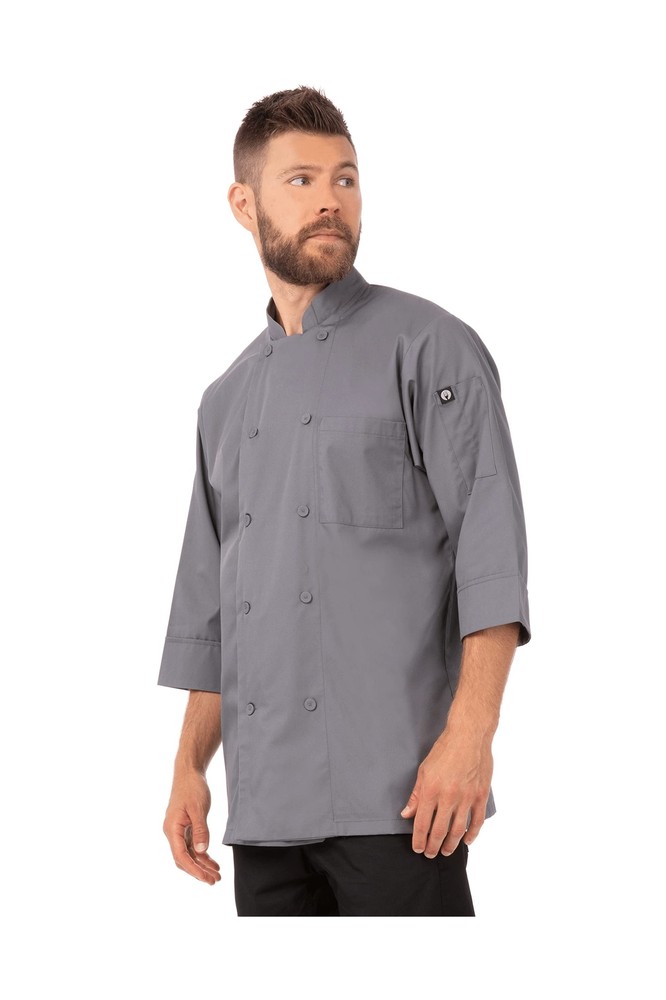 Chef Works Men's Morocco Chef Coat X-Small Gray