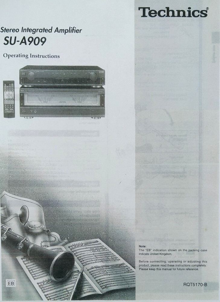 Technics SU-A909 Integrated Stereo Amplifier Operating Instructions USER MANUAL