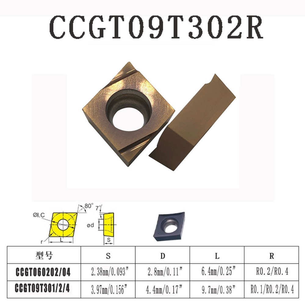 80°Rhombic Carbide inserts CCGT09T302R Turning inserts 10pcs