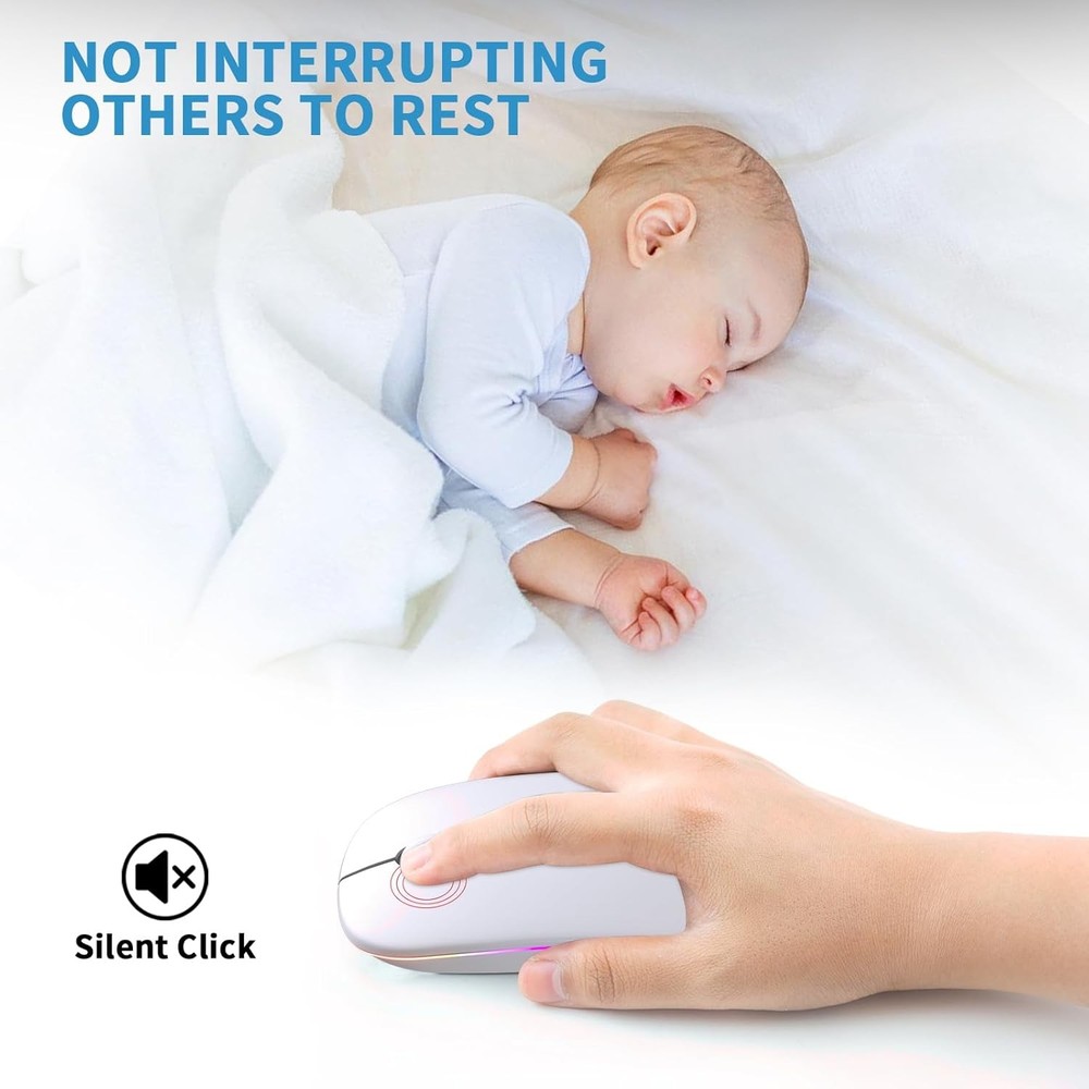 Wireless Bluetooth Mouse, Rechargeable, LED, Silent, Ultra-thin Design (Bluetoot