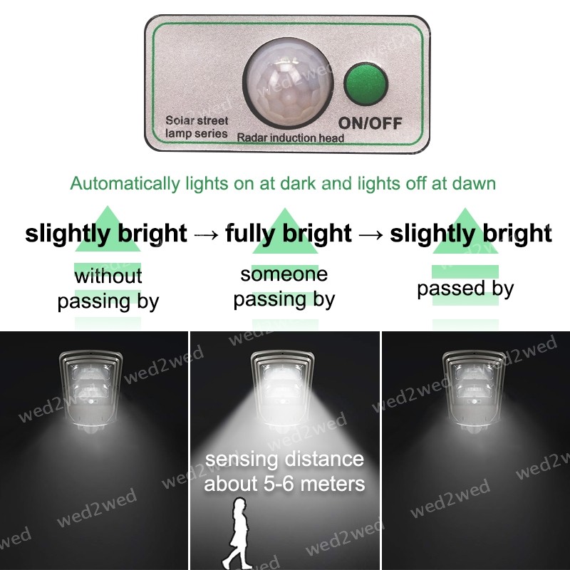 450W LED Solar Steert Light Motion Sensor Frontyard Security with Remote & Pole