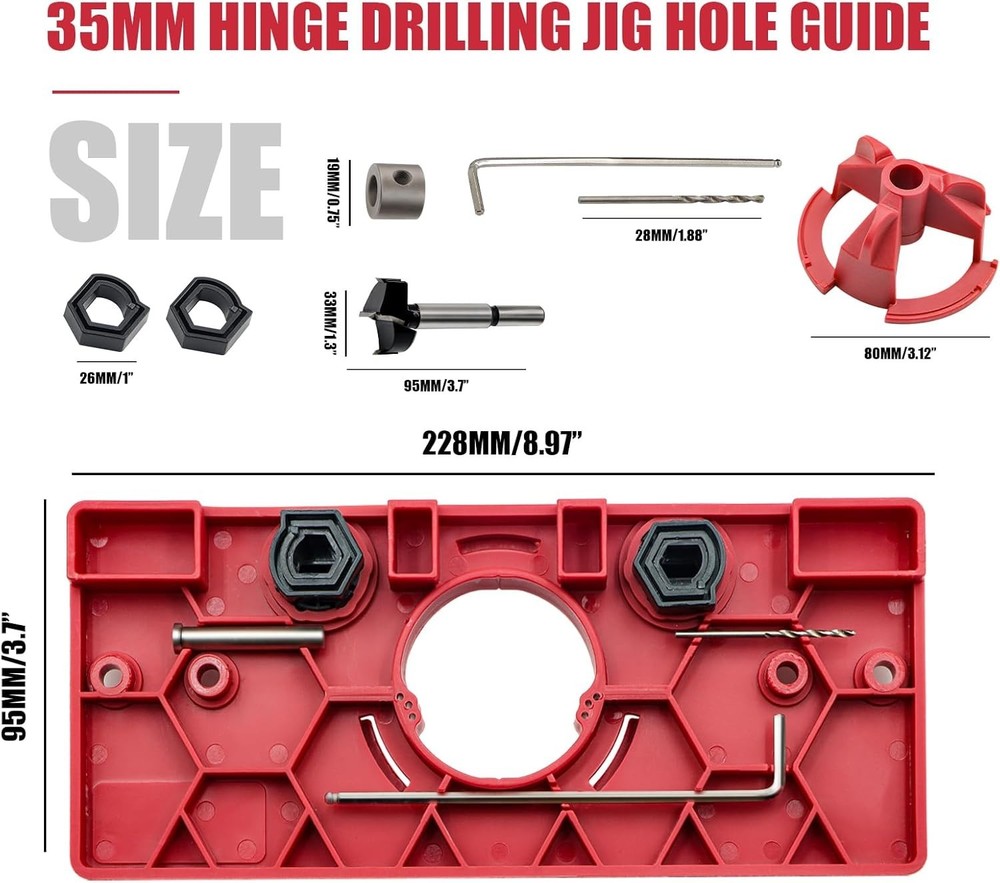 35mm Hinge Drilling Jig Hole Guide Woodworking Tools, Concealed Hinge Jig for...