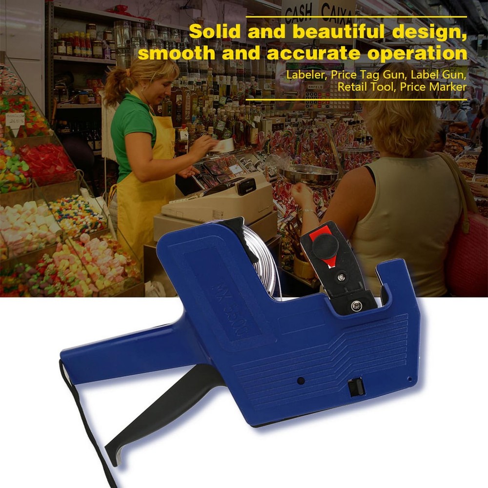 Hyuduo MX5500 Handheld Label Printer, 8-Digit LCD Display, Blue, Blue