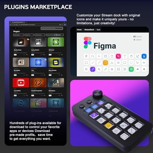 Stream Controller Deck with 18 Custom Macro Keys for OBS Twitch YouTube - PC & M