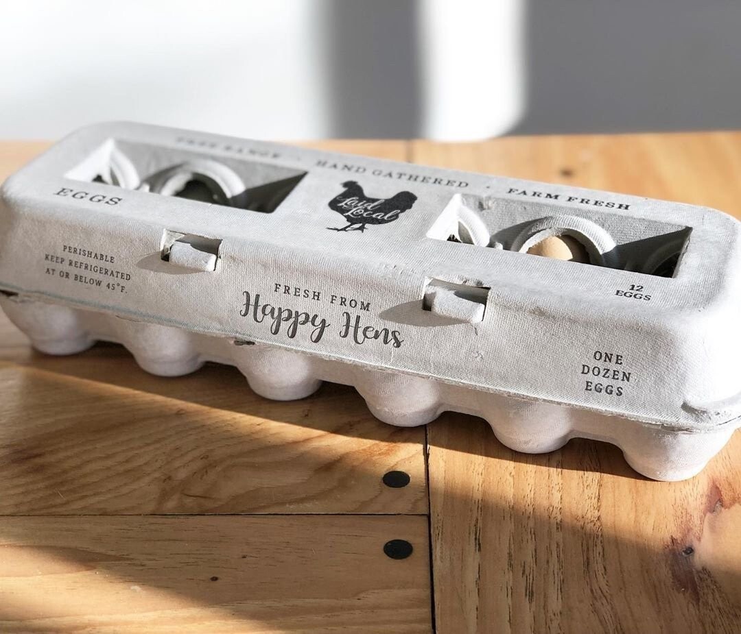 Henlay Laid Local Egg Cartons - Adorable Printed Vintage Design - 25, 90, or 250