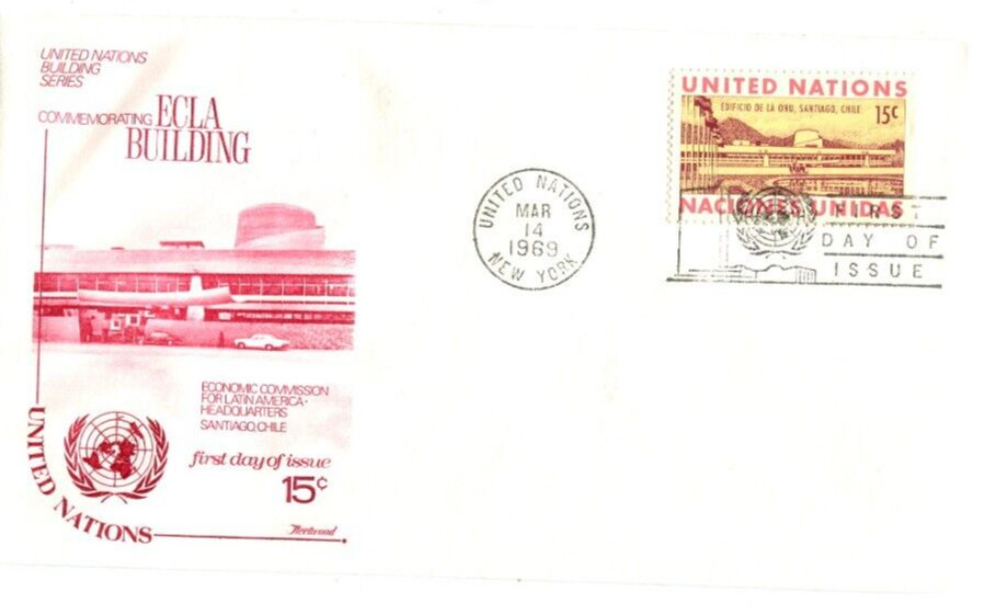 United Nations ECLA Building - 1969 First Day FDC - Fleetwood - Scott UN 195
