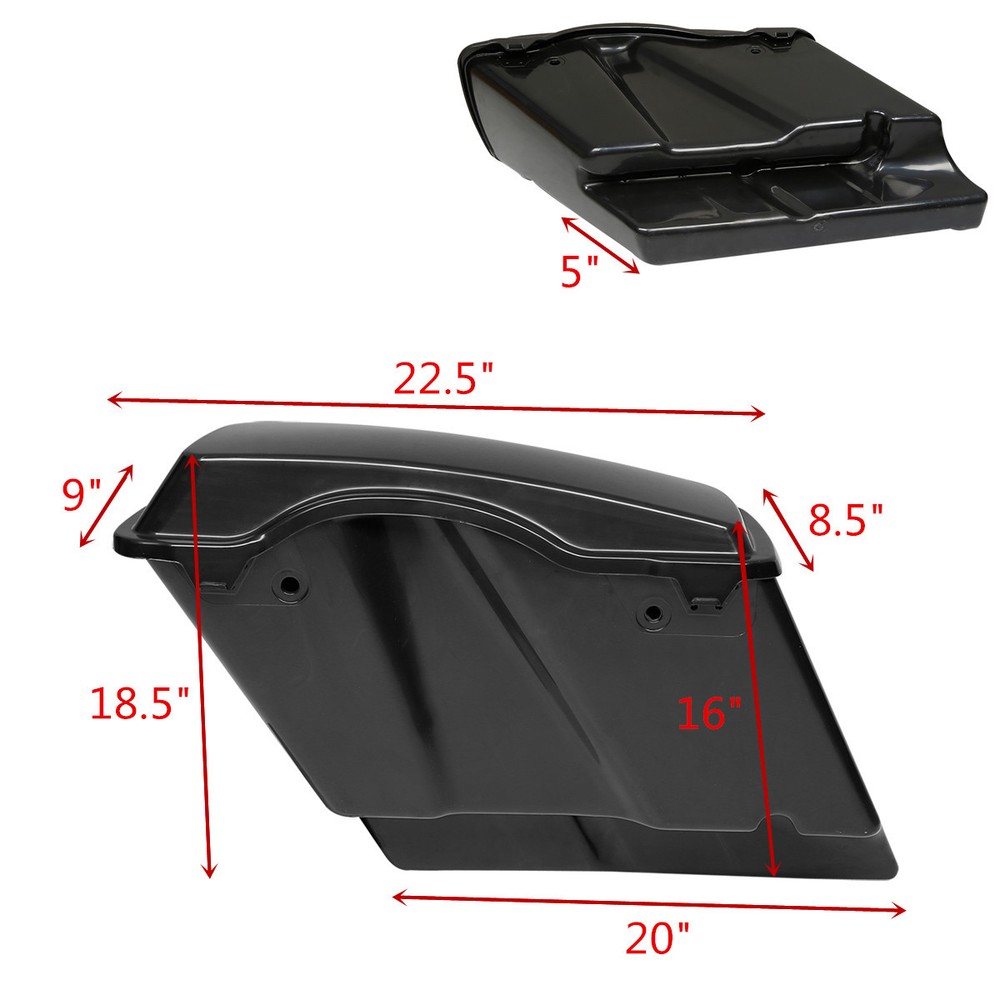 5" Stretched Hard Saddle Bags & Conversion Bracket Fit For Harley Softail 84-17