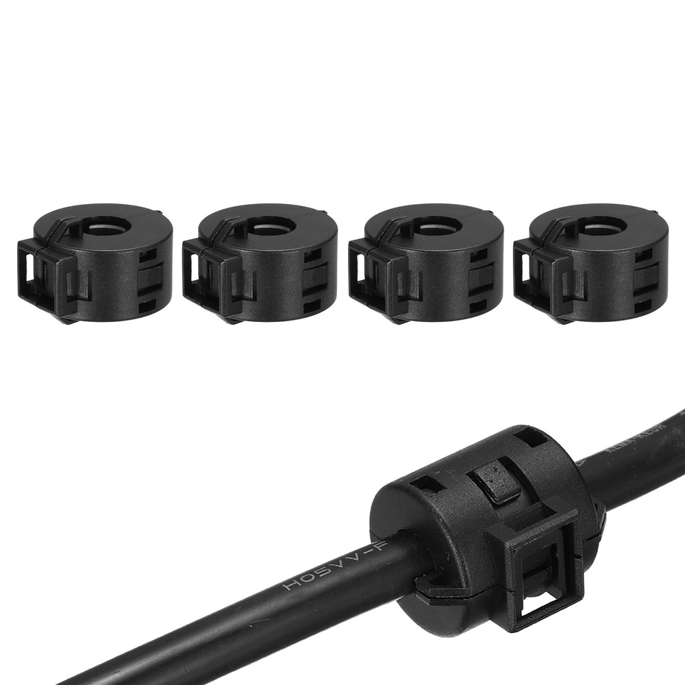 10mm Clip-on Ferrite Ring Core for Cable, Black 4pcs