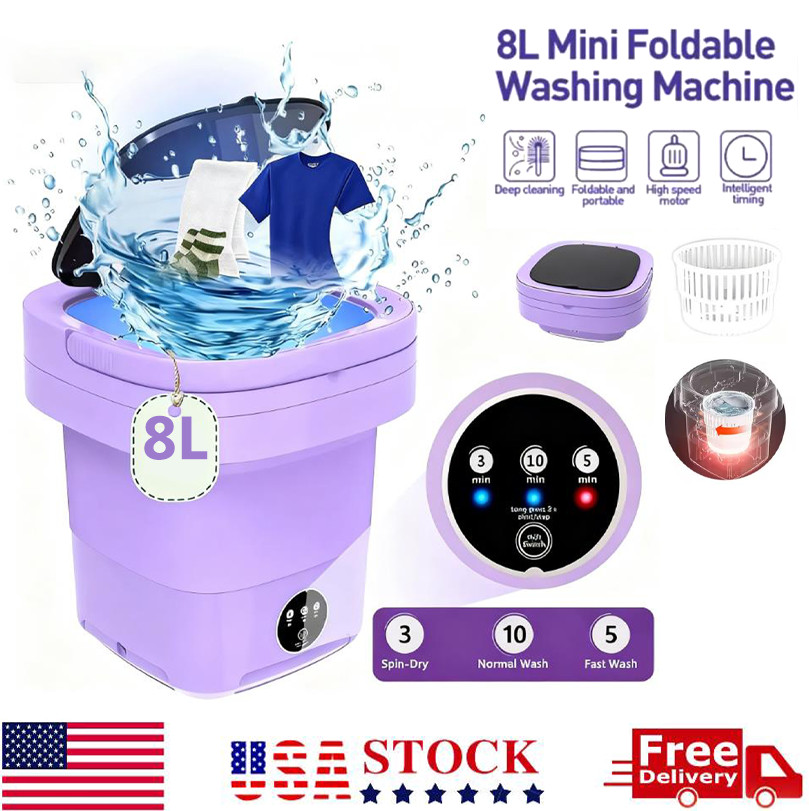 Portable Washing Machine and Dryer Combo 8L Foldable Mini Laundry Washer Machine