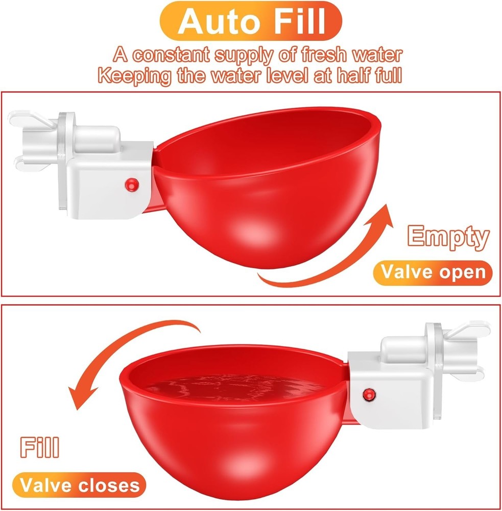 High-Quality Automatic Poultry Waterer Cups - 6 Count with Quick Install Kit