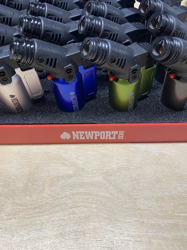 Newport Zero Side Single Jet Torch Cigar Lighter - Metallic Silver - New