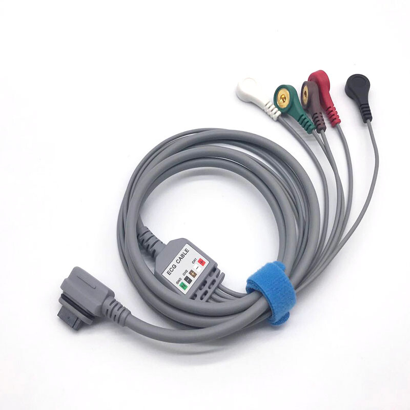 Compatible For GE-SEER holter ECG lead wire anti-interference 5-lead Snap