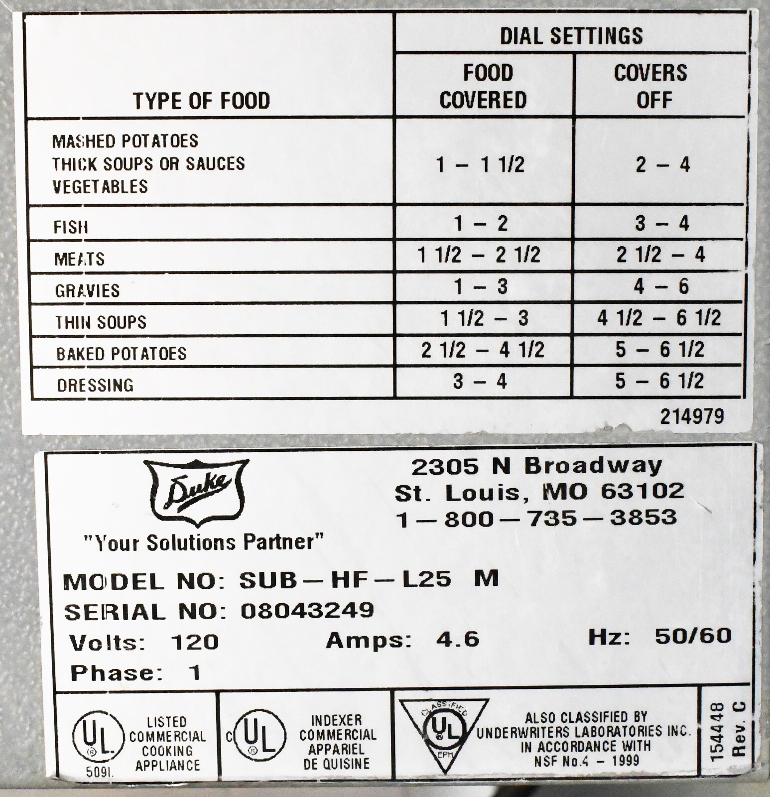 DUKE SUB-HF-L25 Hot Food Warmer Steam Table Electric Fully Serviced Works Great