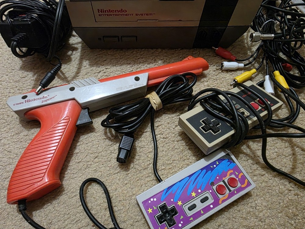 Nintendo Entertainment System Bundle w/ Controllers, Zapper, Super Mario, TMNT