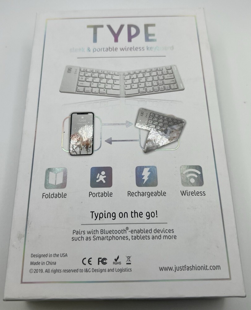 Fashionit Sleek Foldable Portable Wireless Bluetooth Keyboard