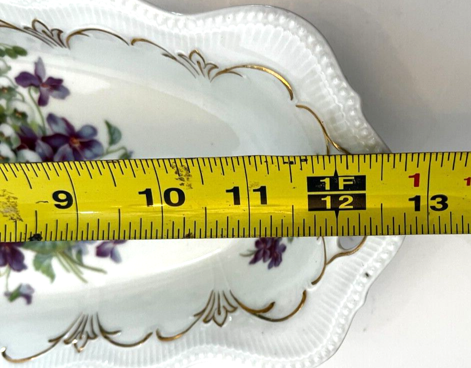 Relish/candy dish with purple violets