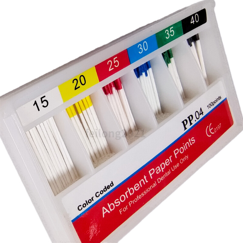 Dental Root Canal Absorbent Paper Points Color Coded Taper .04 #15-40