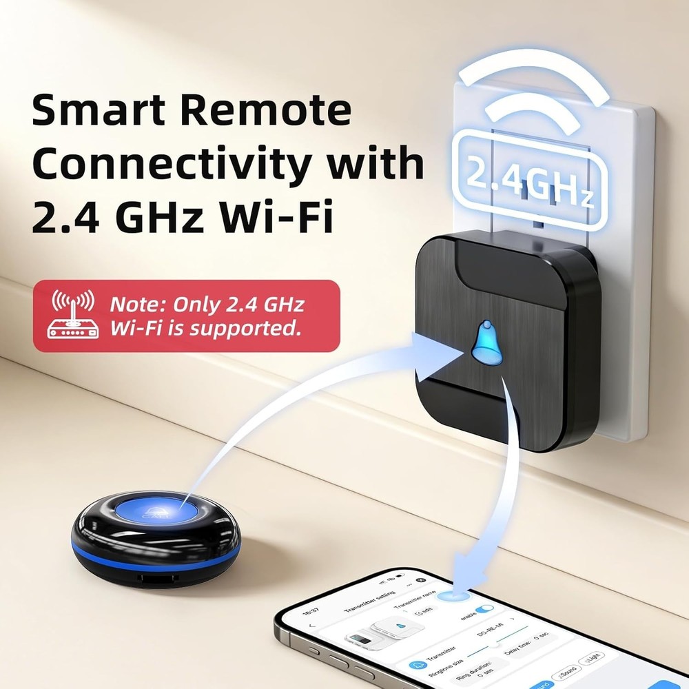 Wireless Emergency Call Button for Elderly - App-Enabled Alert System at Home
