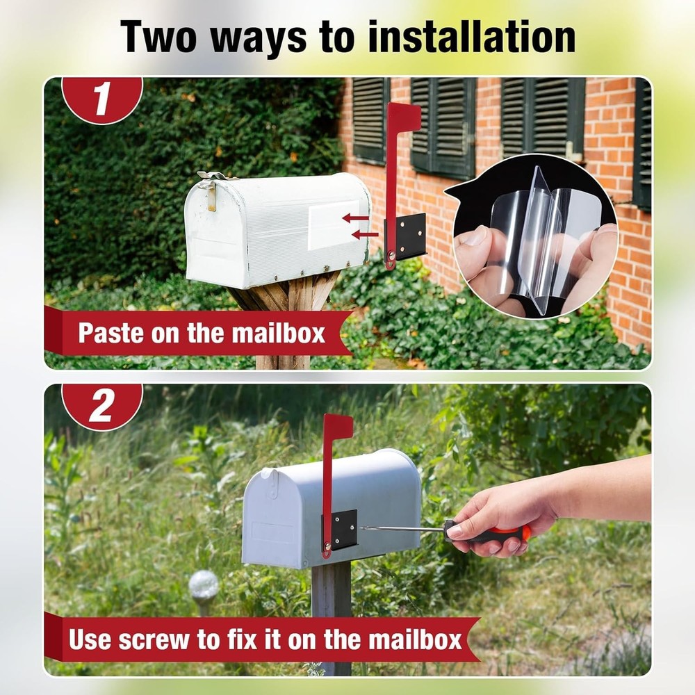 Merear Mailbox Flag Replacement Kit, Galvanized Steel for Mailbox, Red