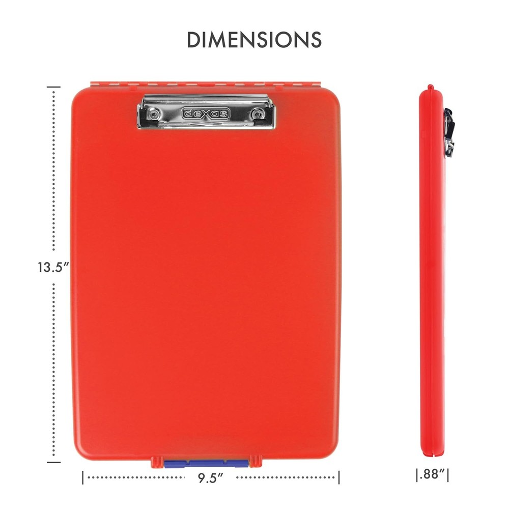 Dexas Slimcase Storage Clipboard, Red